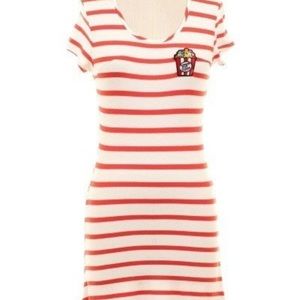 NWT EMBROIDERY PATCH DETAIL STRIPE DRESS